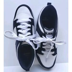 FUBU Kids Boys Girls Half Court Low Top Sneakers, Black/White Panda Size 4Y